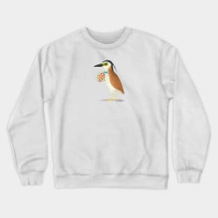 Nankeen Night Heron with a floral bouquet Crewneck Sweatshirt